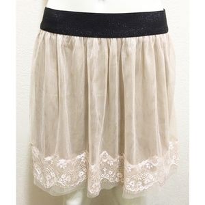 Forever 21 Medium Tan Lace and Tulle Skirt